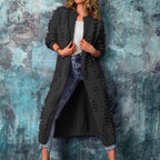 Cardigan long pour femme en maille - ouvert, doux et chaud en coton mélangé