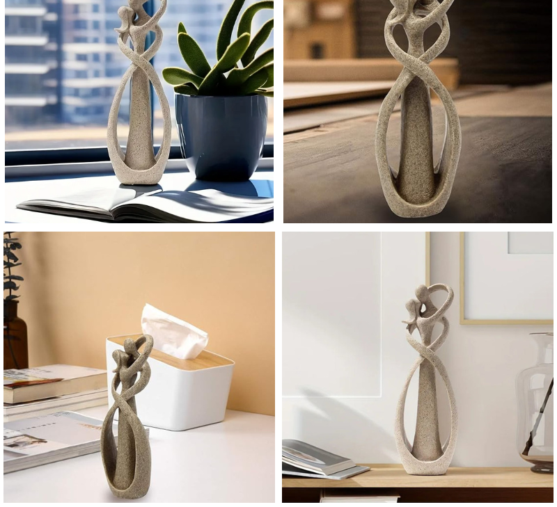 Abbraccio Eterno – Figurina Astratta dell'Amore Senza Tempo | Arredamento Moderno & Idea Regalo Unica