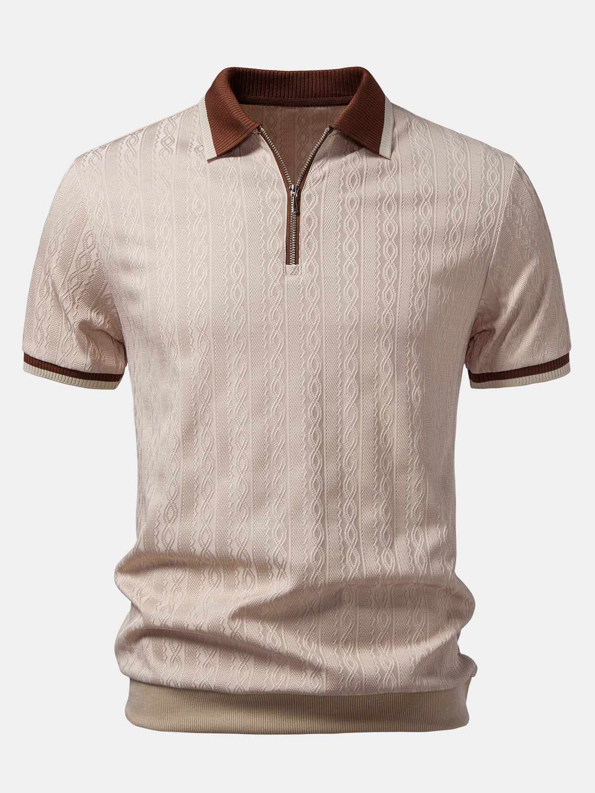 Polo Uomo in Maglia Testurizzata con Mezza Zip