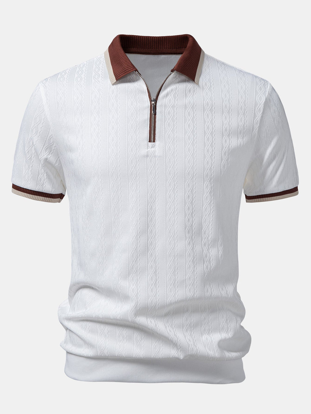 Polo Uomo in Maglia Testurizzata con Mezza Zip