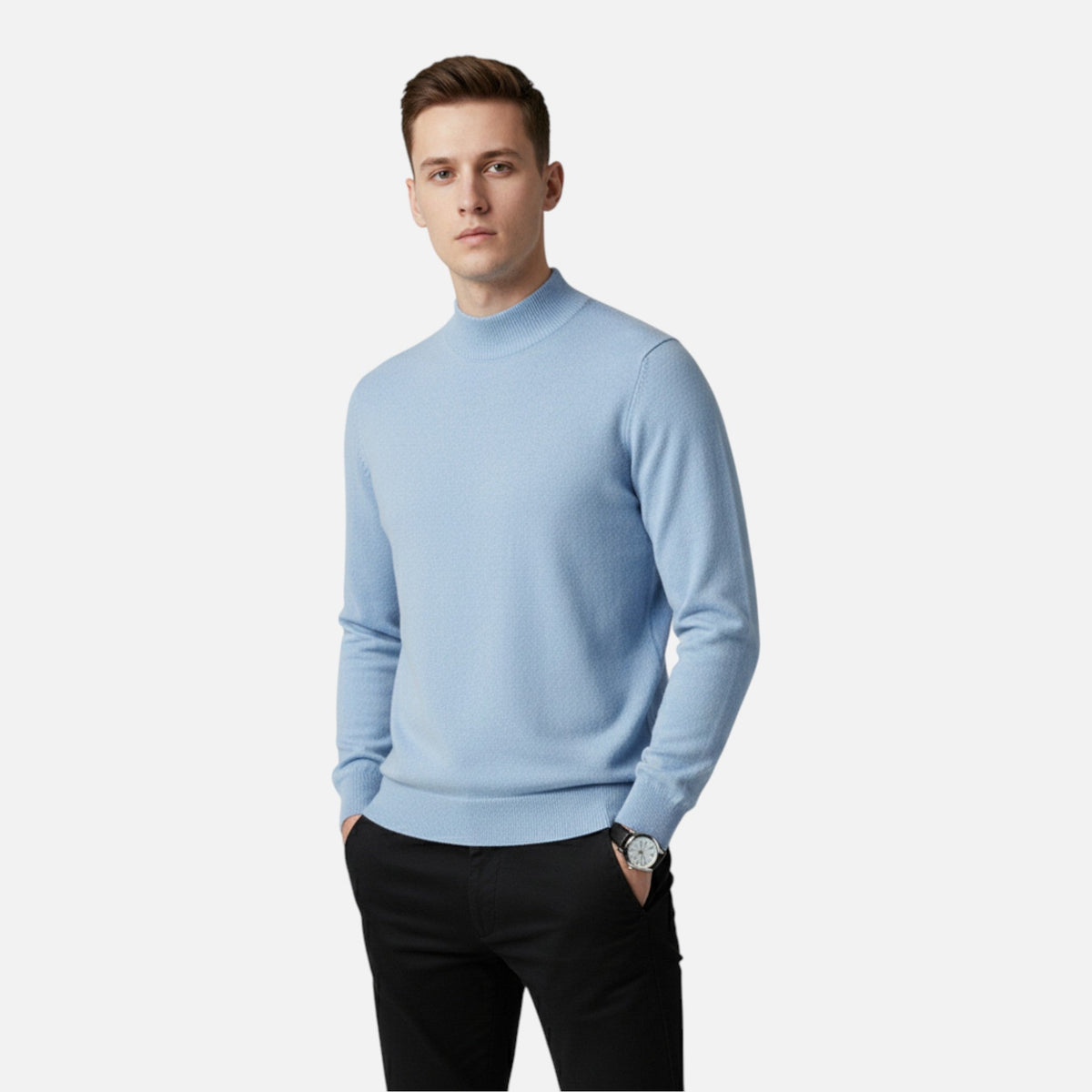 Maglione Uomo in Pura Lana con Collo Lupetto