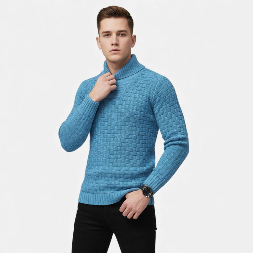 Dolcevita Uomo Slim Fit in Maglia con Dettaglio Bottoni