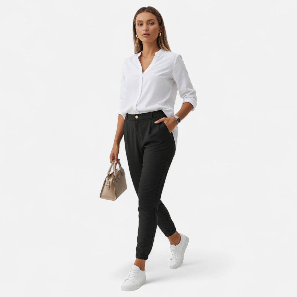 Pantaloni Donna Slim Fit a Vita Alta dal Taglio Elegante