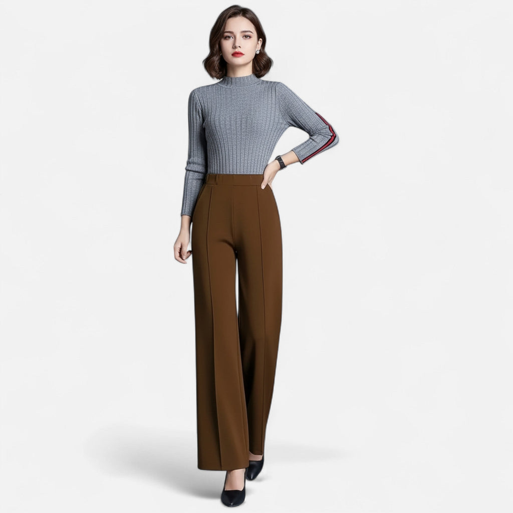 Pantalon femme taille haute et jambe droite – élégant, extensible et confortable