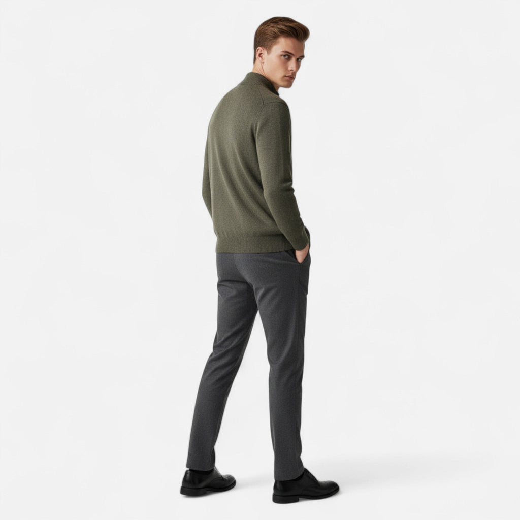 Cardigan Uomo in 100% Lana Merino con Zip e Collo Alto