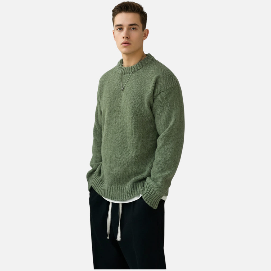 Pullover Uomo Tinta Unita con Girocollo Classico