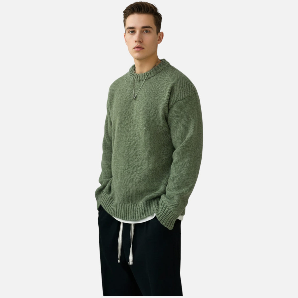 Pullover Uomo Tinta Unita con Girocollo Classico