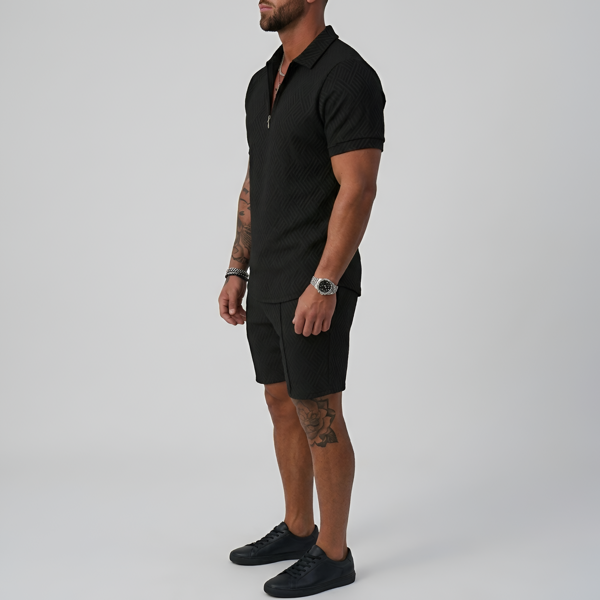 Sommerkomfort Herresæt Polo Shorts Elegant Fritidsstil