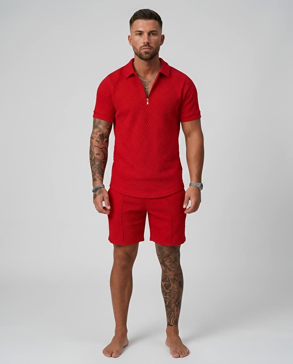 Sommerkomfort Herresæt Polo Shorts Elegant Fritidsstil