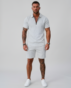 Sommerkomfort Herresæt Polo Shorts Elegant Fritidsstil