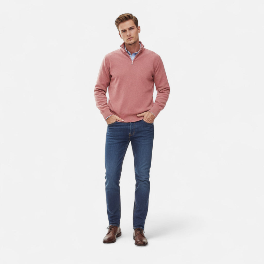 Pull élégant pour homme avec fermeture éclair - Confort et style raffiné