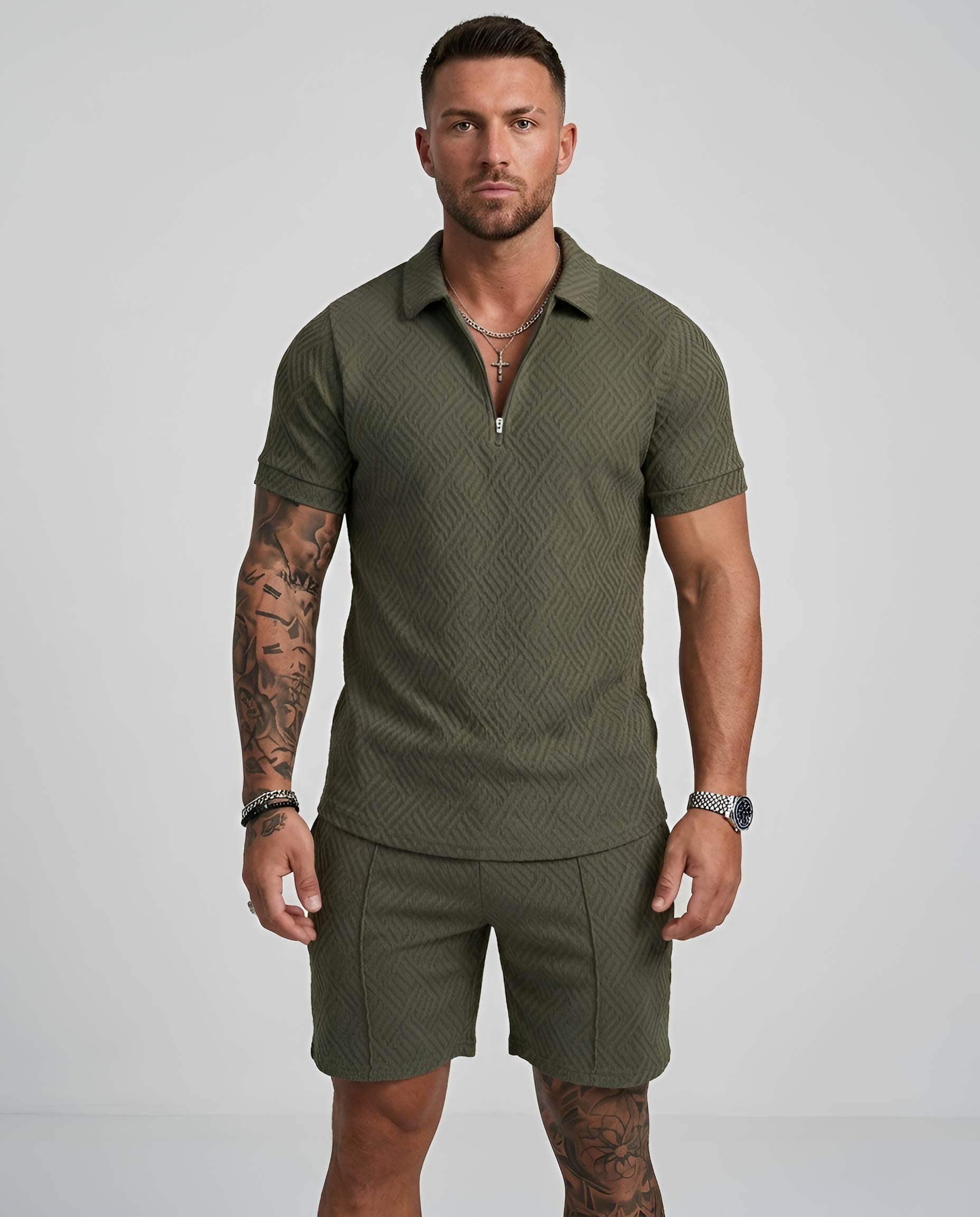 Sommerkomfort Herresæt Polo Shorts Elegant Fritidsstil