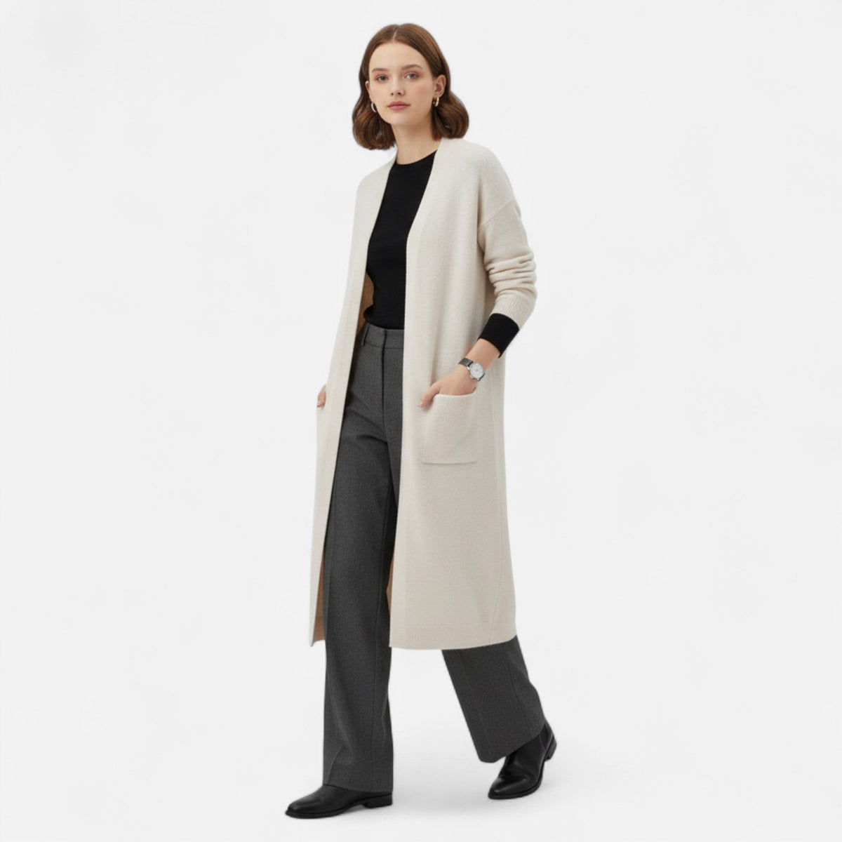 Cardigan Lungo Donna Aperto in Maglia – Eleganza Senza Tempo e Comfort Raffinato