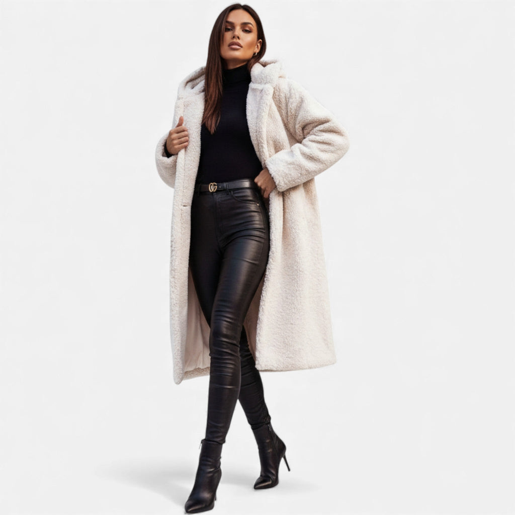 Cappotto Lungo Donna in Morbido Teddy Fleece