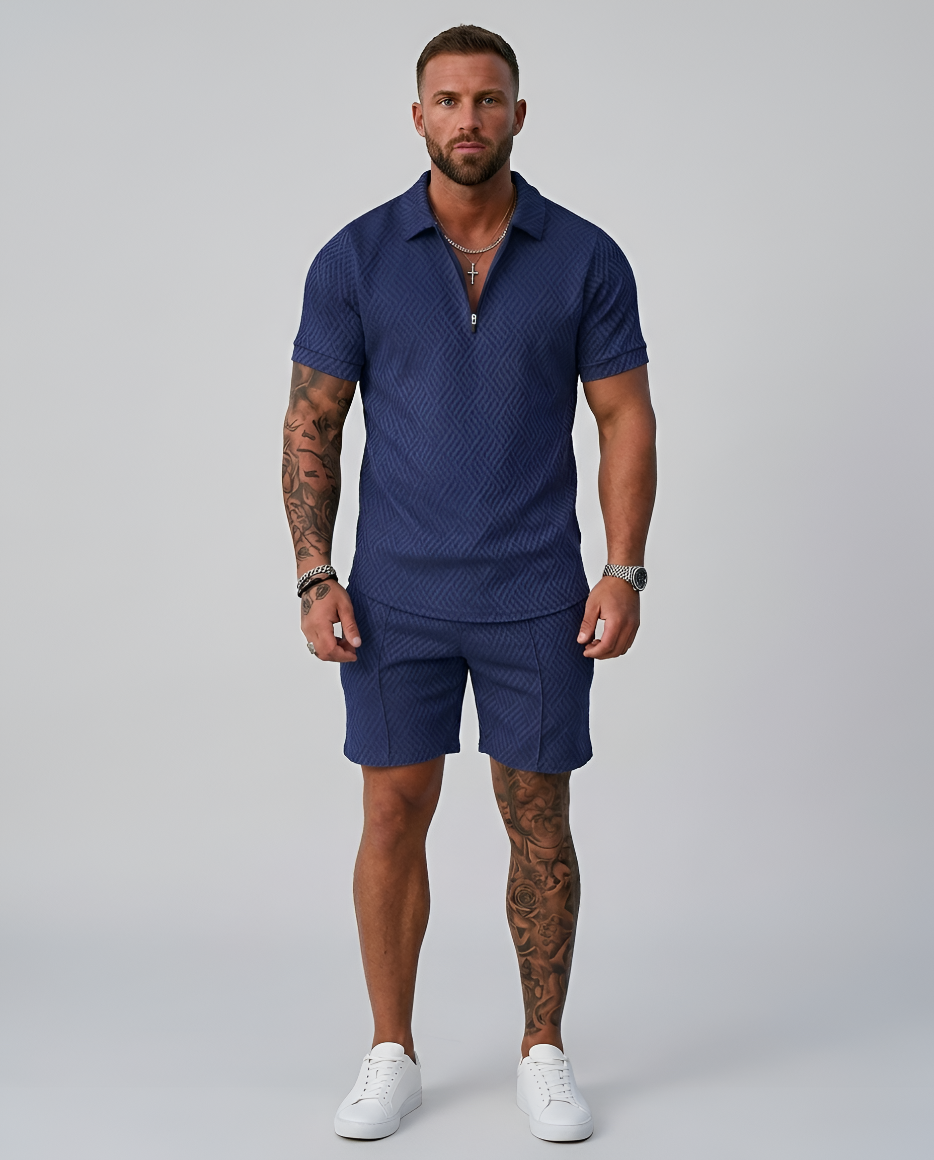 Completo Estivo da Uomo Polo e Shorts Elegante Stile Casual