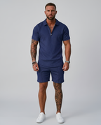 Sommerkomfort Herresæt Polo Shorts Elegant Fritidsstil