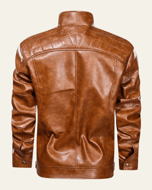 Chaqueta biker para hombre con cuello alto y cremallera - estilo moderno para otoño e invierno