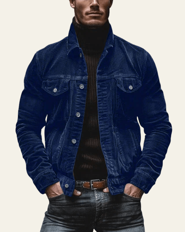 Veste trucker pour homme en velours côtelé - coupe regular avec boutons pour l’automne et l’hiver