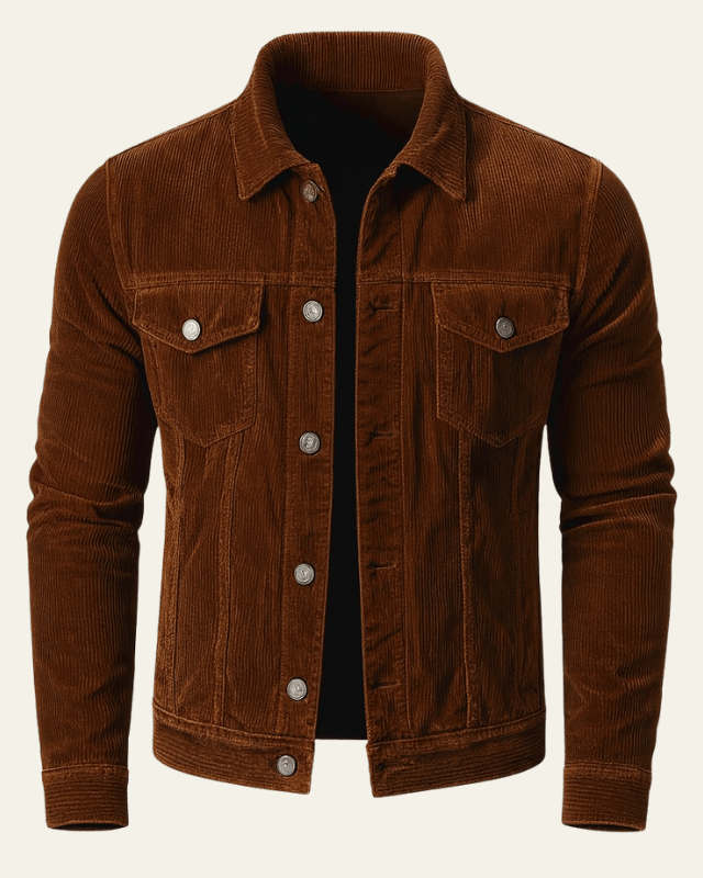 Veste trucker pour homme en velours côtelé - coupe regular avec boutons pour l’automne et l’hiver