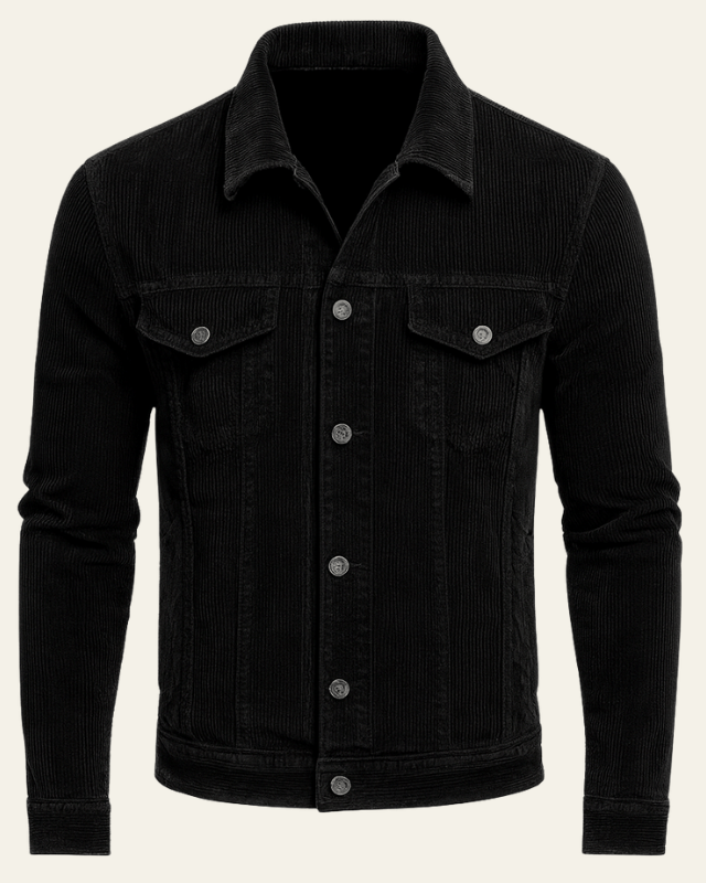 Veste trucker pour homme en velours côtelé - coupe regular avec boutons pour l’automne et l’hiver