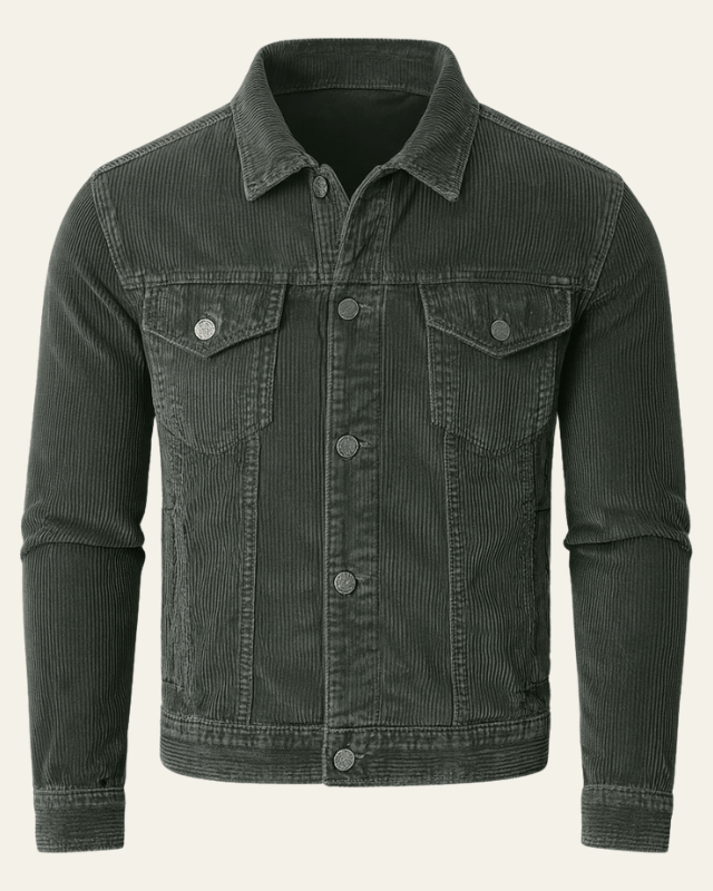 Veste trucker pour homme en velours côtelé - coupe regular avec boutons pour l’automne et l’hiver