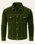 Veste trucker pour homme en velours côtelé - coupe regular avec boutons pour l’automne et l’hiver