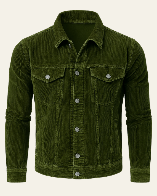 Veste trucker pour homme en velours côtelé - coupe regular avec boutons pour l’automne et l’hiver