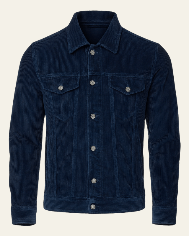 Veste trucker pour homme en velours côtelé - coupe regular avec boutons pour l’automne et l’hiver