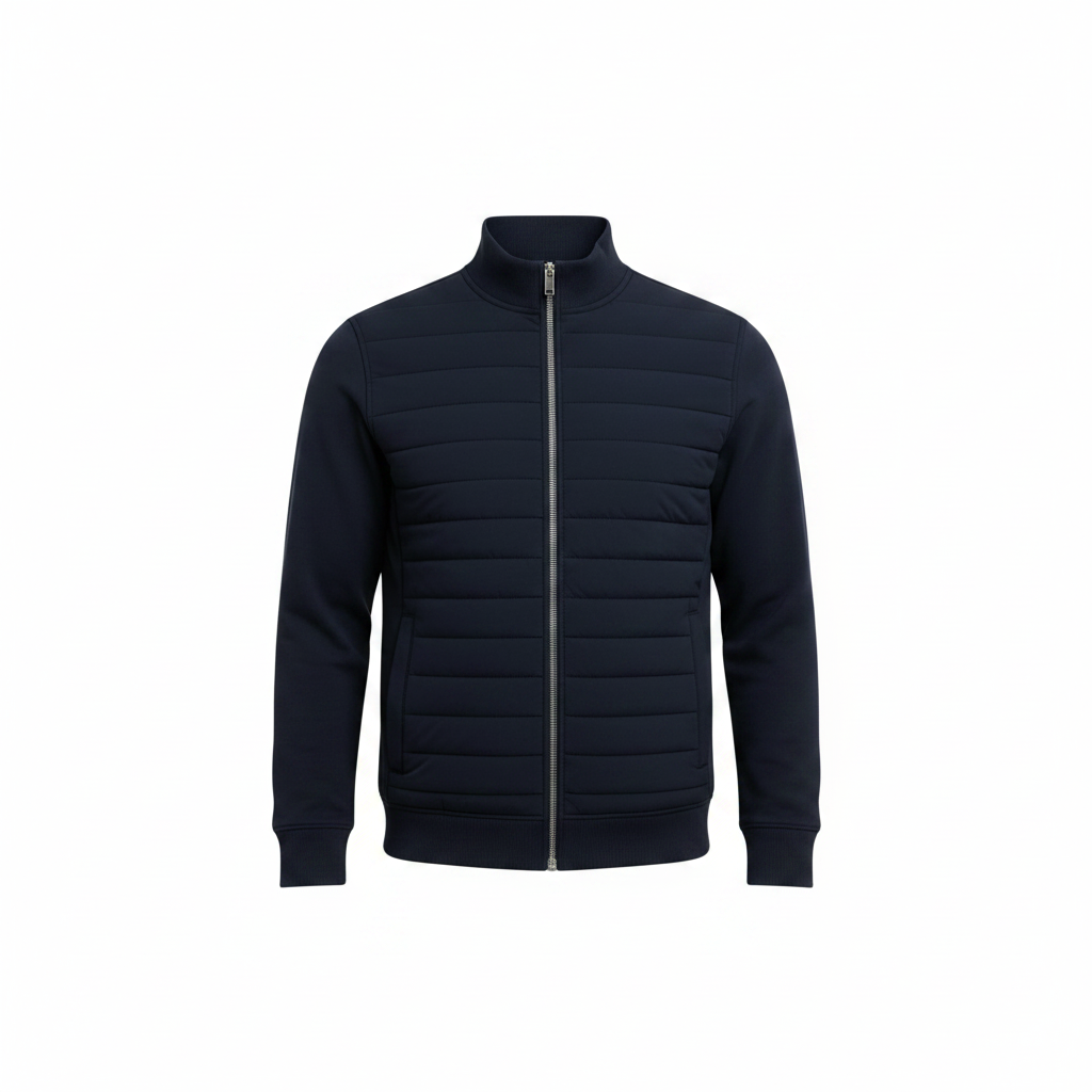 Veste hybride matelassée pour homme – coupe-vent avec fermeture éclair pour l’automne et l’hiver