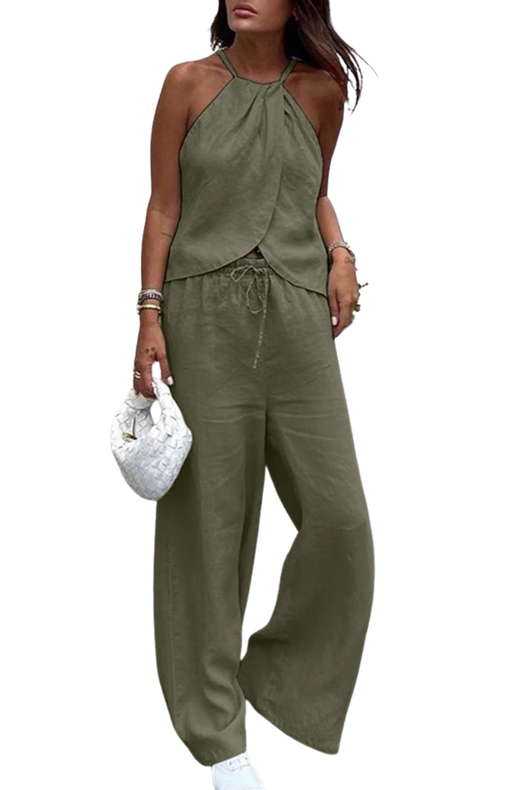 Halter Sæt med Løse Bukser – Elegant 2-Delt Sommerlook