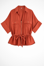 Tie-Front Sæt – Afslappet Skjorte & Wide Leg Bukser