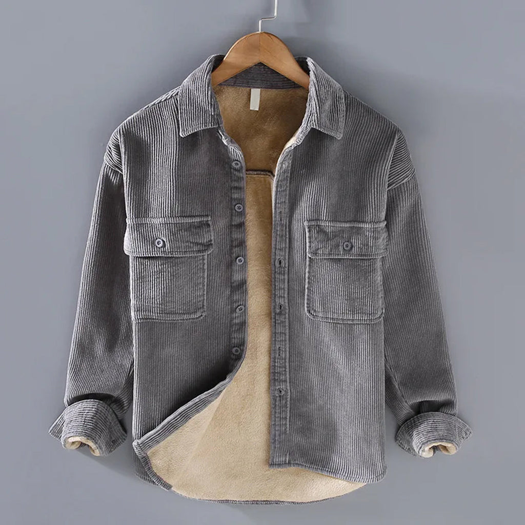 Miesten vakosamettinen overshirt-paita rintataskuilla