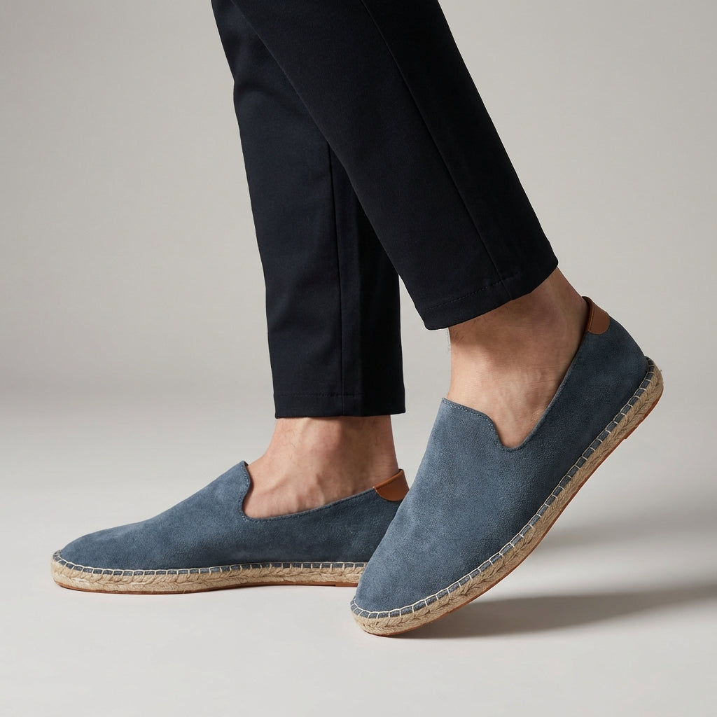 Alpargatas sin cordones para hombre de ante con suela de yute