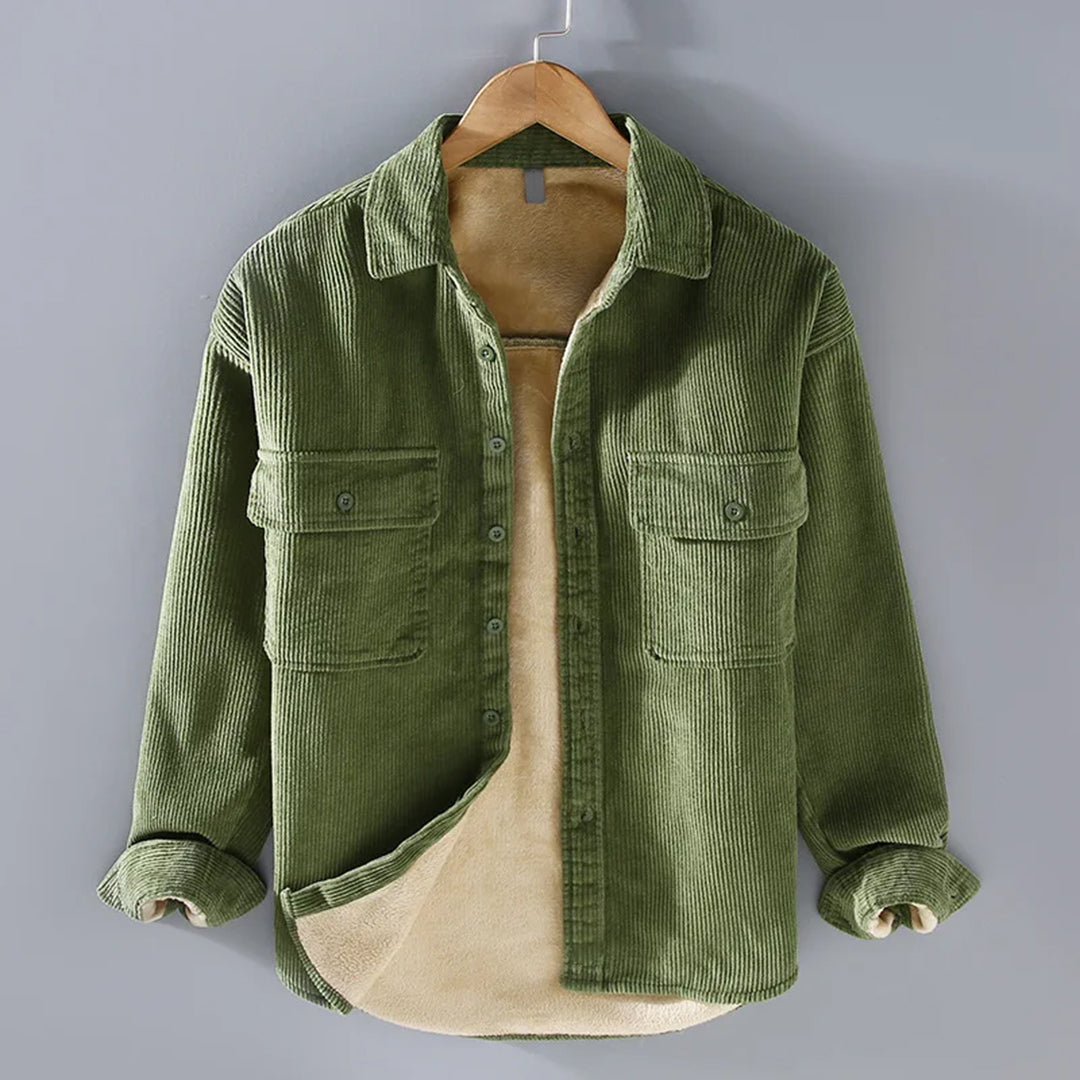Miesten vakosamettinen overshirt-paita rintataskuilla
