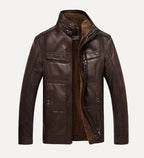 Giacca Uomo in Pelle con Fodera in Pile – Stile Utility e Calore Invernale