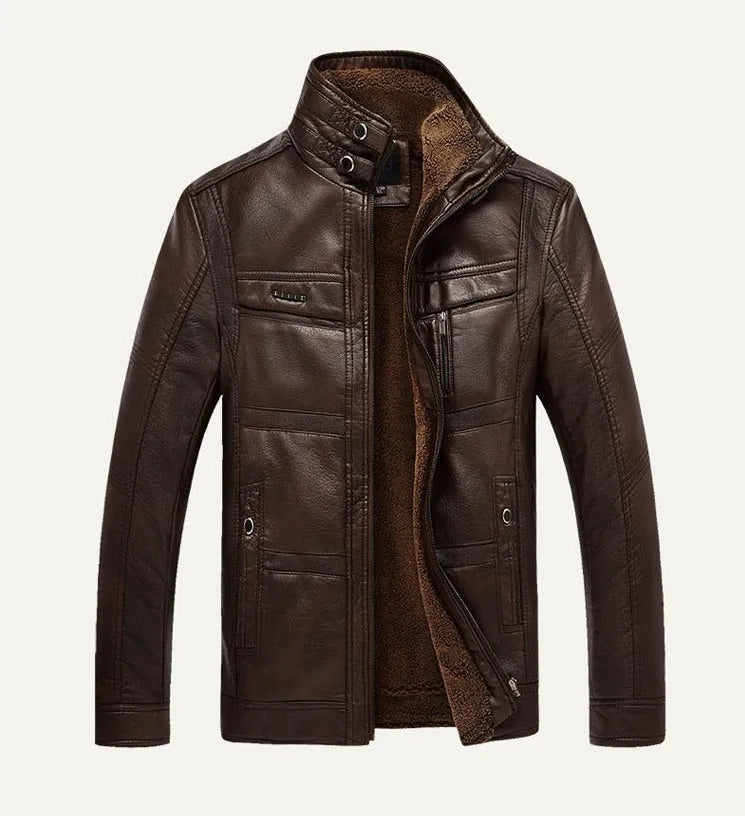Giacca Uomo in Pelle con Fodera in Pile – Stile Utility e Calore Invernale
