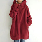 Sudadera oversize para mujer con capucha y cremallera – modelo largo y comodidad informal