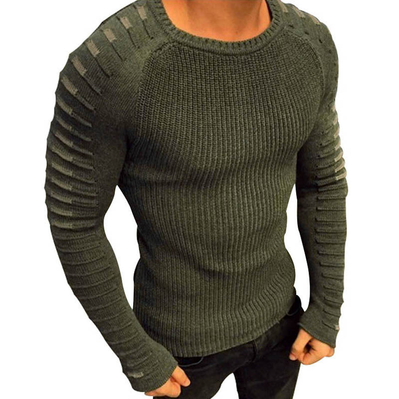 Maglione Uomo Slim Fit a Coste con Maniche Raglan Stampate – Stile Moderno e Raffinato