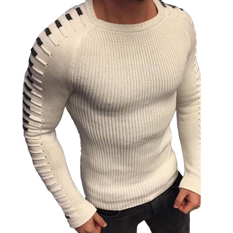 Maglione Uomo Slim Fit a Coste con Maniche Raglan Stampate – Stile Moderno e Raffinato