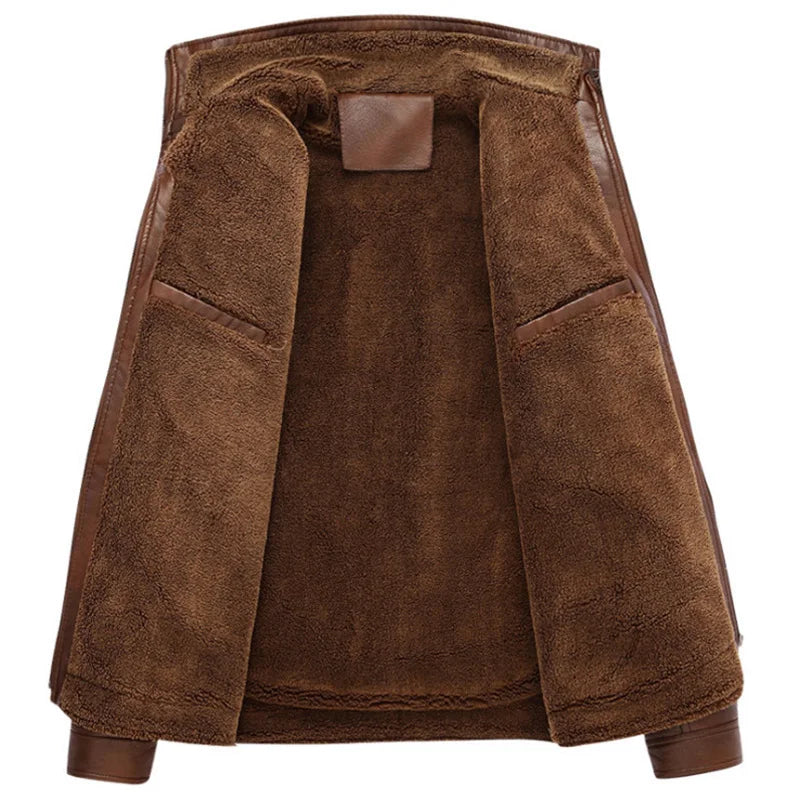 Giacca Uomo in Pelle con Fodera in Pile – Stile Utility e Calore Invernale