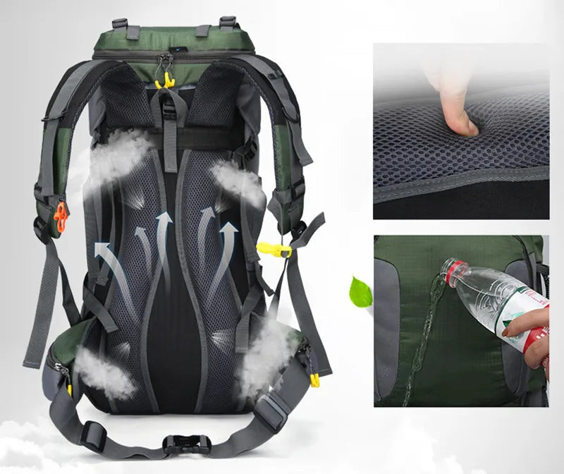 Zaino Impermeabile da 60L | Grande Capacità, Resistente & Ideale per Outdoor