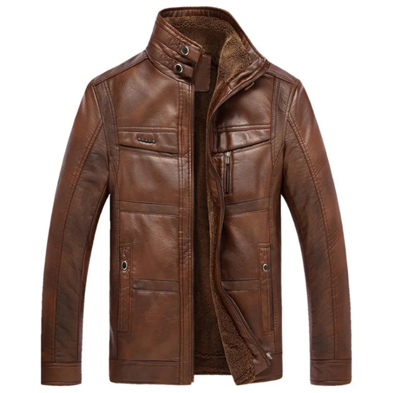 Giacca Uomo in Pelle con Fodera in Pile – Stile Utility e Calore Invernale