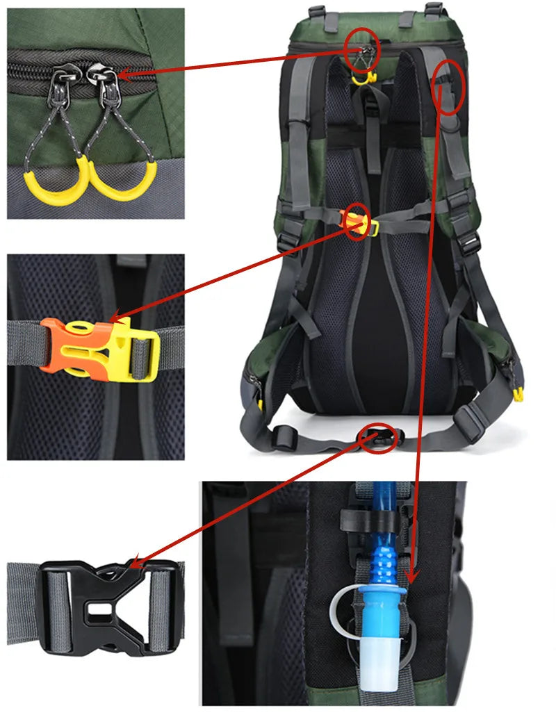 Zaino Impermeabile da 60L | Grande Capacità, Resistente & Ideale per Outdoor