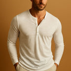 Camiseta Henley de manga larga para hombre de corte entallado