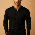 Camiseta Henley de manga larga para hombre de corte entallado