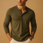 Camiseta Henley de manga larga para hombre de corte entallado