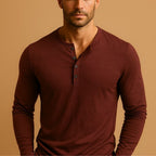 Camiseta Henley de manga larga para hombre de corte entallado