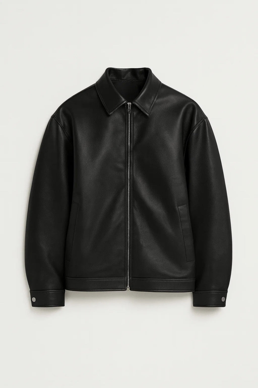 Giacca Biker Oversize Uomo con Zip e Colletto Classico