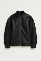 Giacca Biker Oversize Uomo con Zip e Colletto Classico