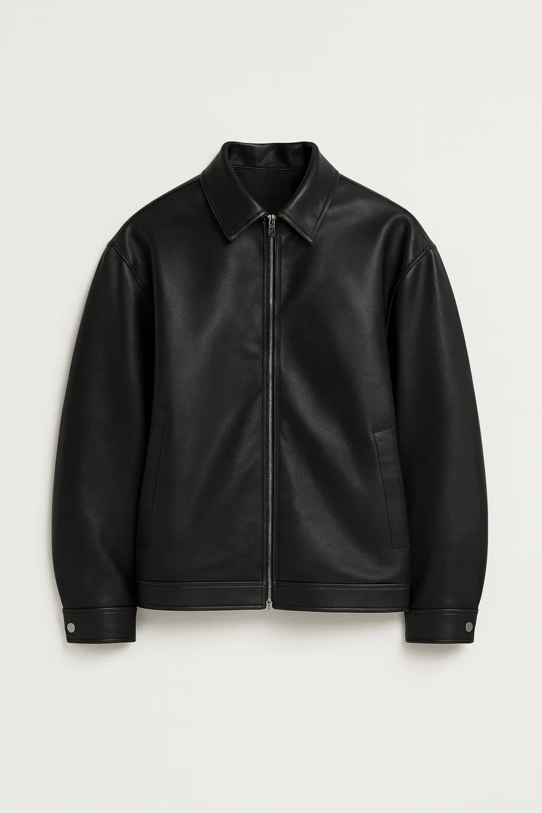 Giacca Biker Oversize Uomo con Zip – Giubbotto Casual Streetwear con Colletto Classico